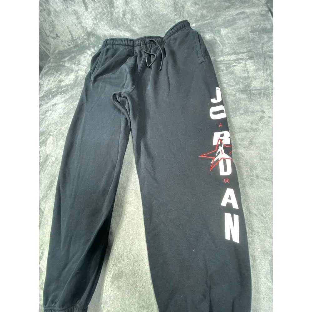 Nike Jordan Pants Mens 2XL XXL Flight Essentials Fleece Baseline Black Joggers